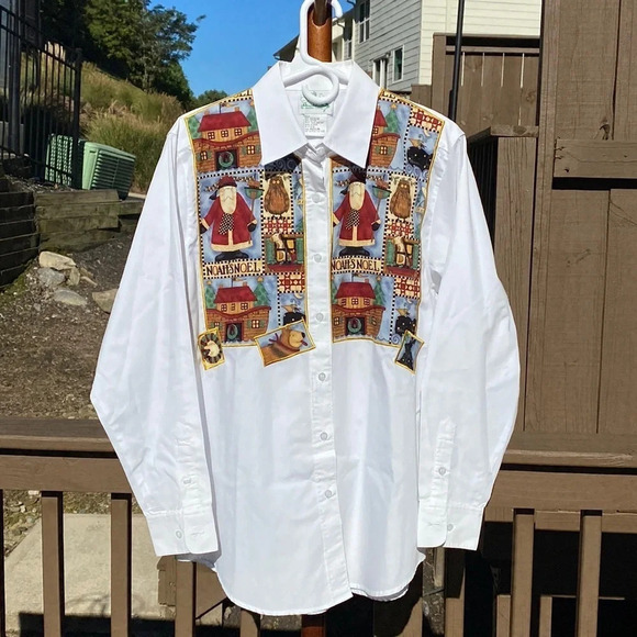 The Quacker Factory button down shirt/holiday/Noah’s Ark design size M - Picture 3 of 13